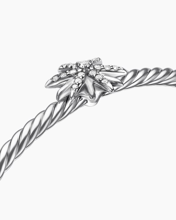 Starburst Center Station Bracelet in Sterling Silver with Diamonds, 3mm