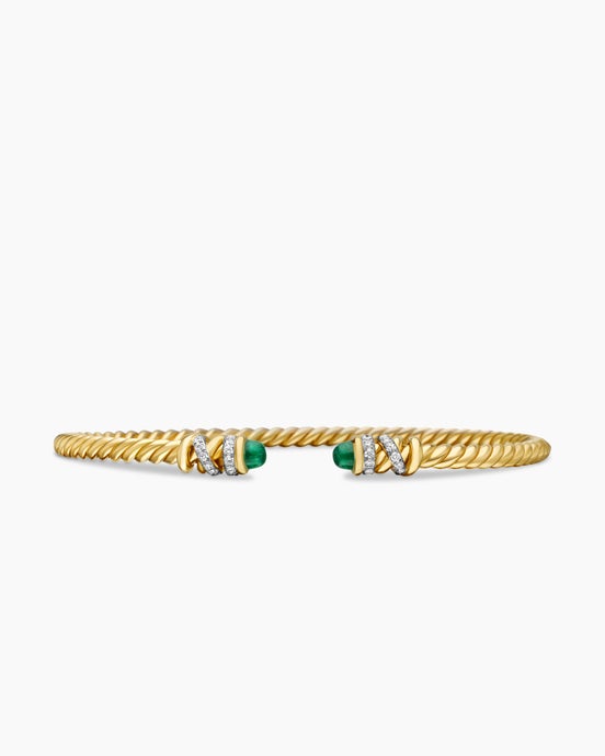 Petite Helena Cablespira Bracelet in 18K Yellow Gold with Diamonds, 3mm