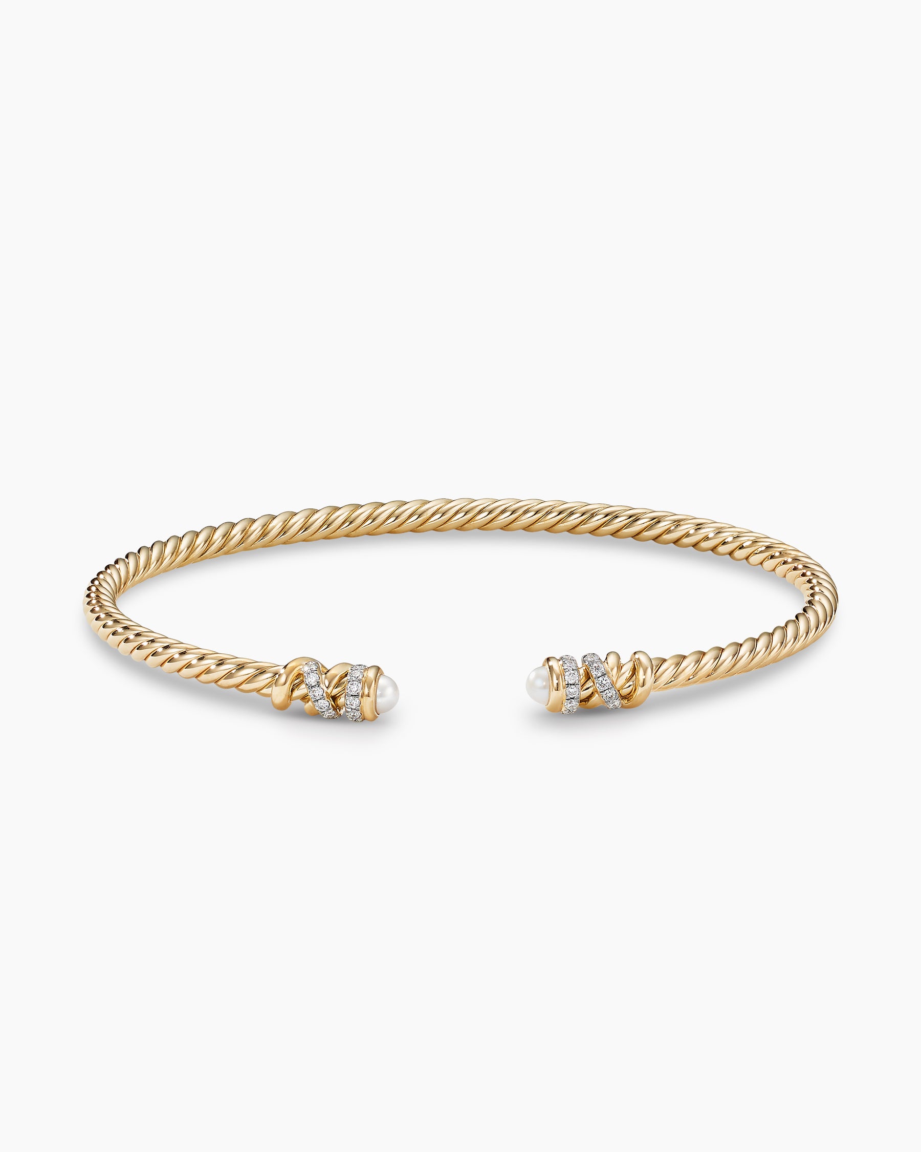 Petite Helena Cablespira Bracelet in 18K Yellow Gold with Diamonds, 3mm ...
