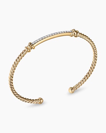 Petite Helena Cablespira® Station Bracelet in 18K Yellow Gold with Diamonds, 3mm