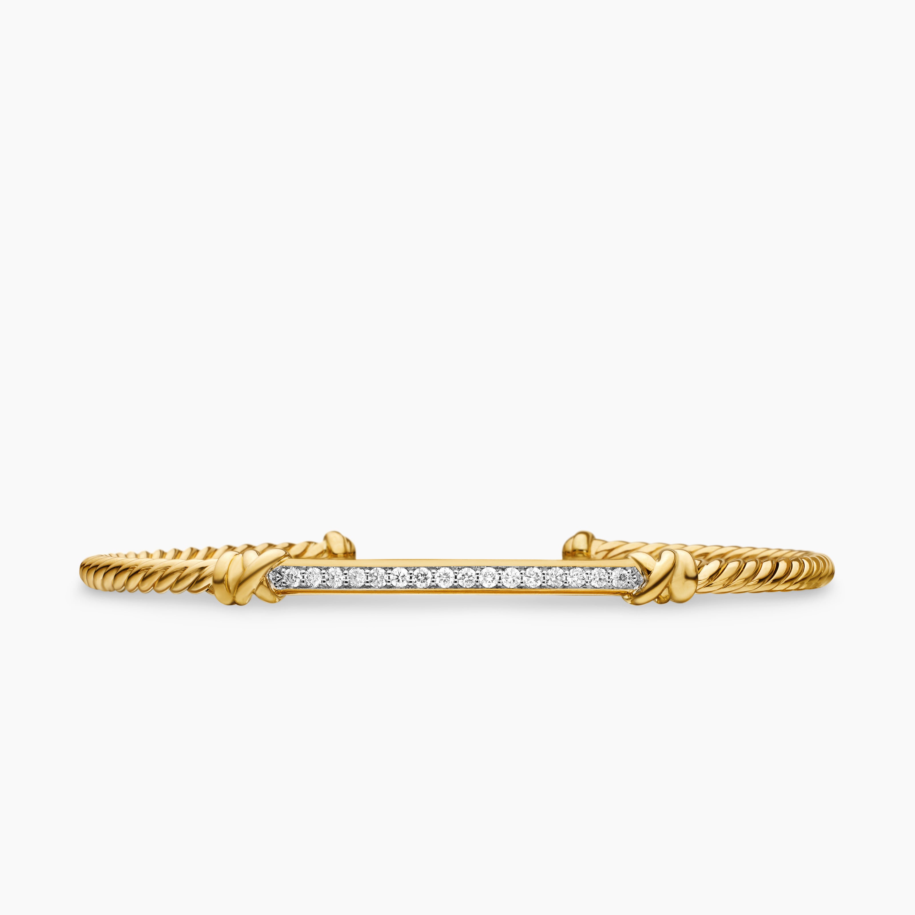 Womens Petite Helena Cablespira Station Bracelet in 18K Yellow Gold with Diamonds, 3mm