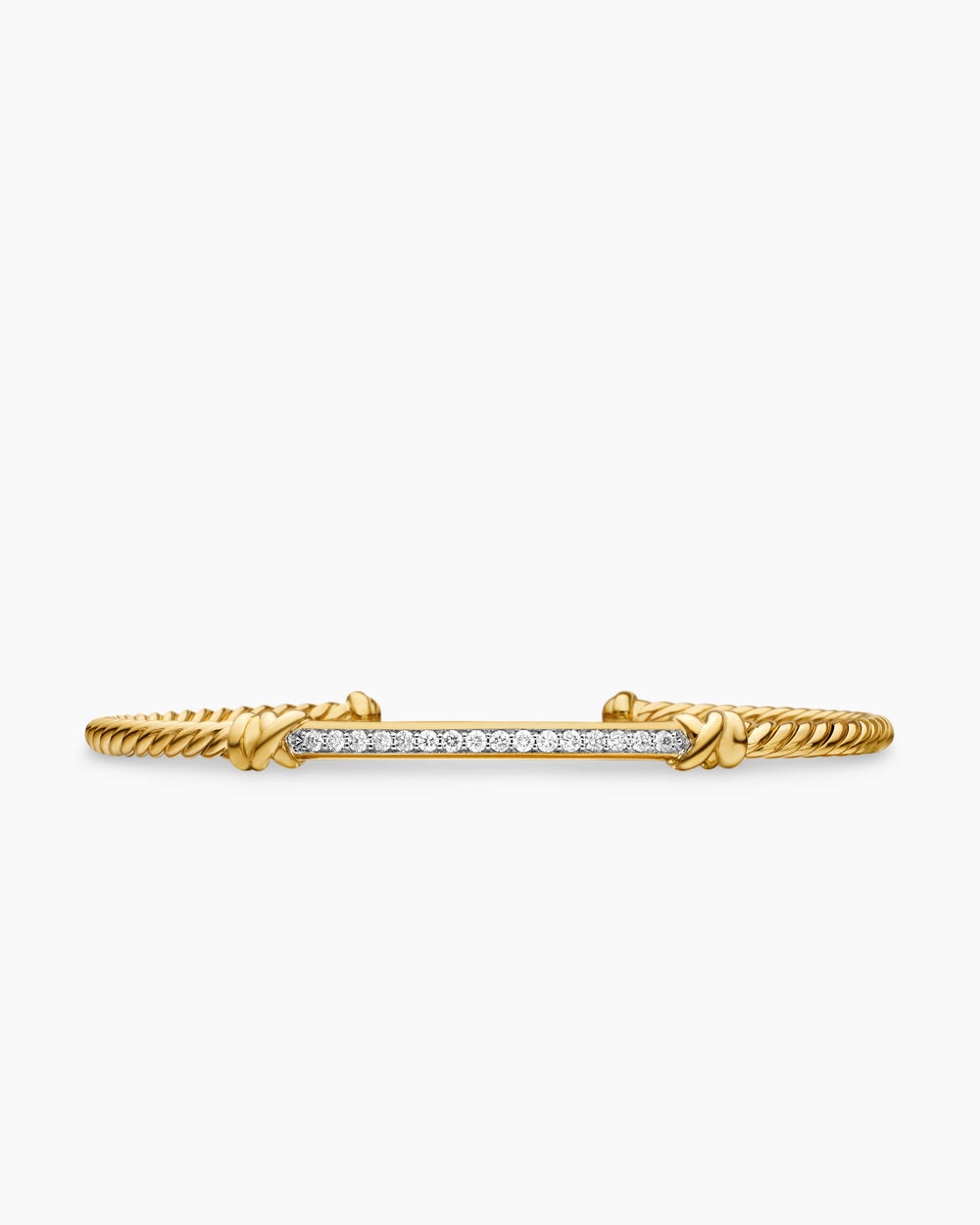Womens Petite Helena Cablespira Station Bracelet in 18K Yellow Gold with Diamonds, 3mm