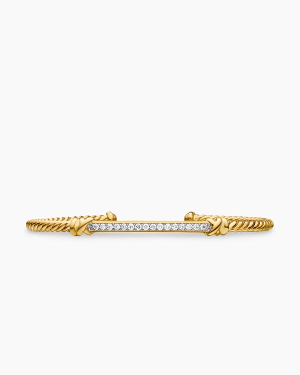 Bracelet station Cablespira Helena de petite taille en or jaune 18 carats avec diamants, 3 mm