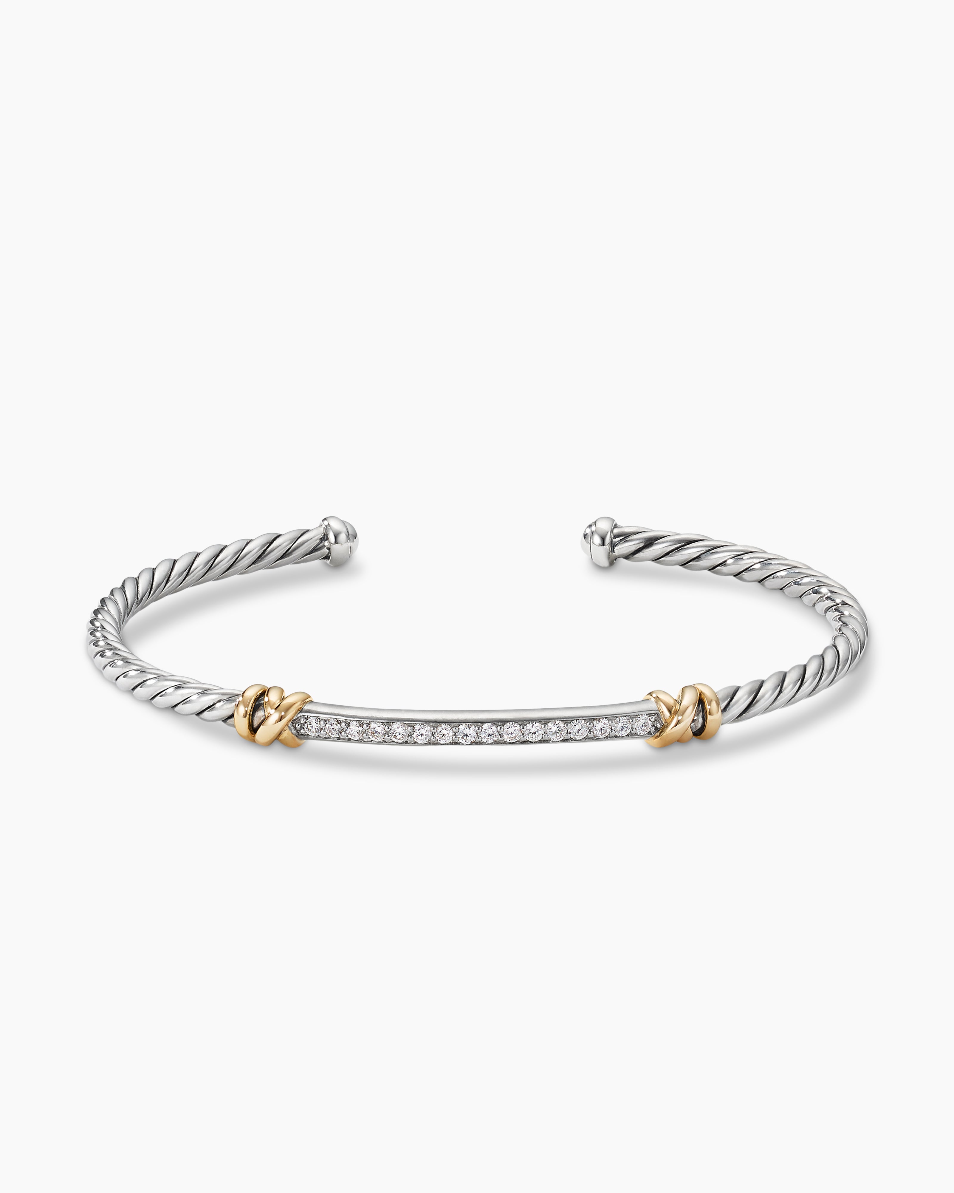 Buy David Yurman Silver Sculpted Cable Cuff Bracelet with Pavé Diamonds in  Sterling Silver for Women in UAE | Ounass