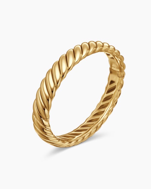 Womens Sculpted Cable Bracelet in 18K Yellow Gold, 10mm