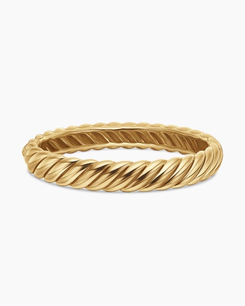 Womens Sculpted Cable Bracelet in 18K Yellow Gold, 10mm
