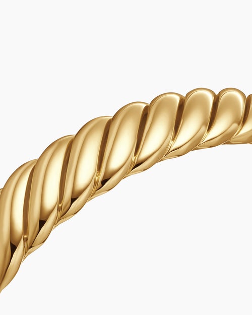 Womens Sculpted Cable Bracelet in 18K Yellow Gold, 10mm