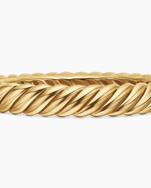 Womens Sculpted Cable Bracelet in 18K Yellow Gold, 10mm