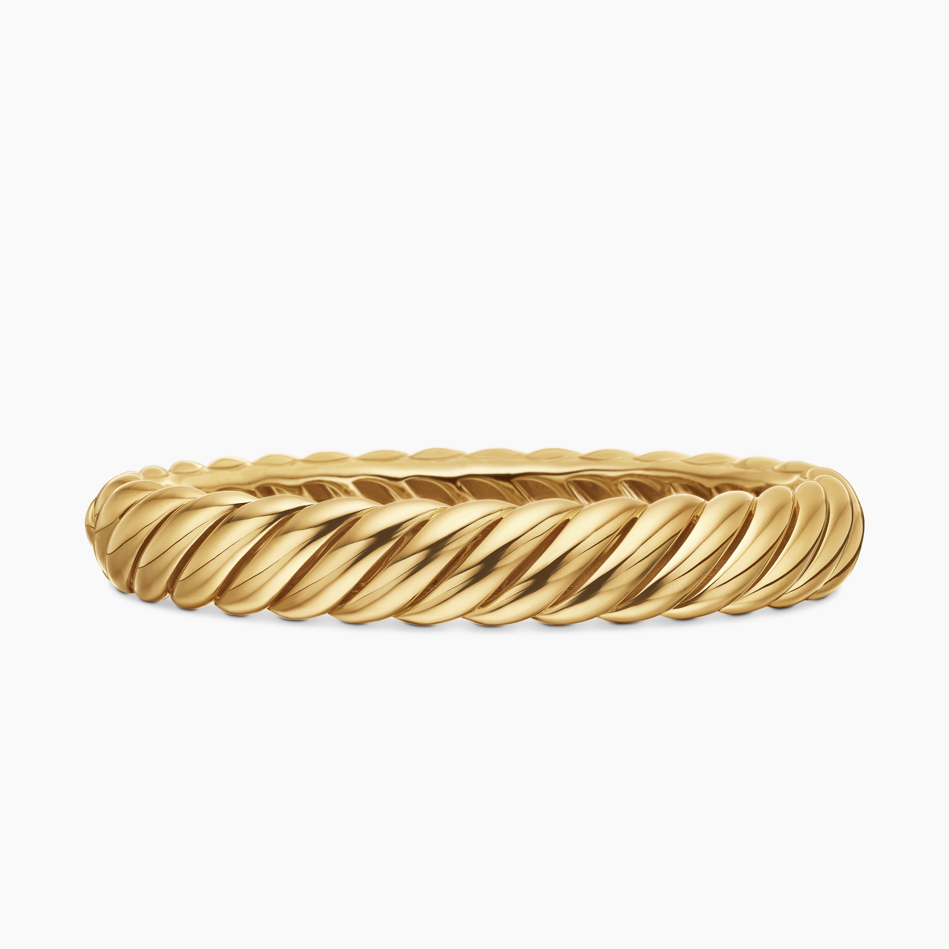 Womens Sculpted Cable Bracelet in 18K Yellow Gold, 10mm