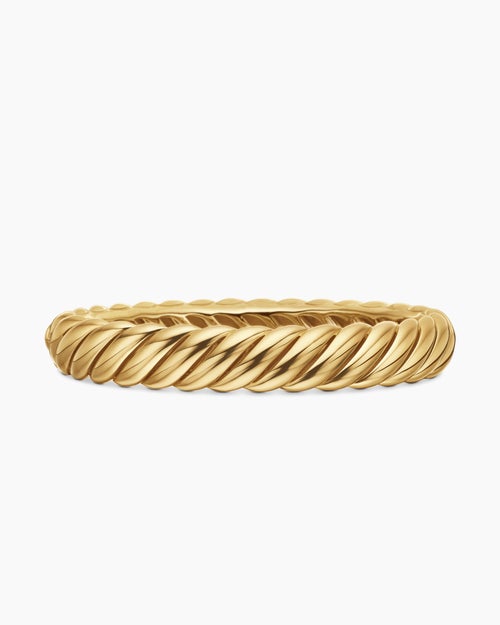 Womens Sculpted Cable Bracelet in 18K Yellow Gold, 10mm