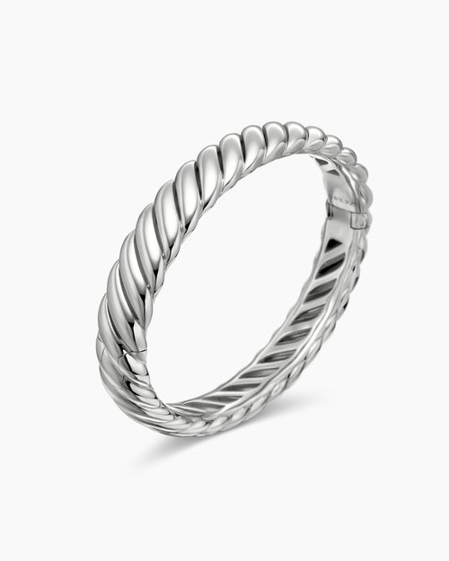 Womens Sculpted Cable Bracelet in Sterling Silver, 10mm
