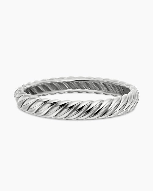 Womens Sculpted Cable Bracelet in Sterling Silver, 10mm