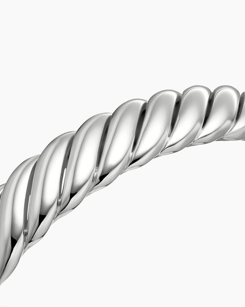 Womens Sculpted Cable Bracelet in Sterling Silver, 10mm