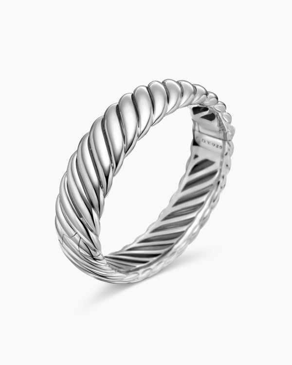 Sculpted Cable Bracelet in Sterling Silver, 17mm