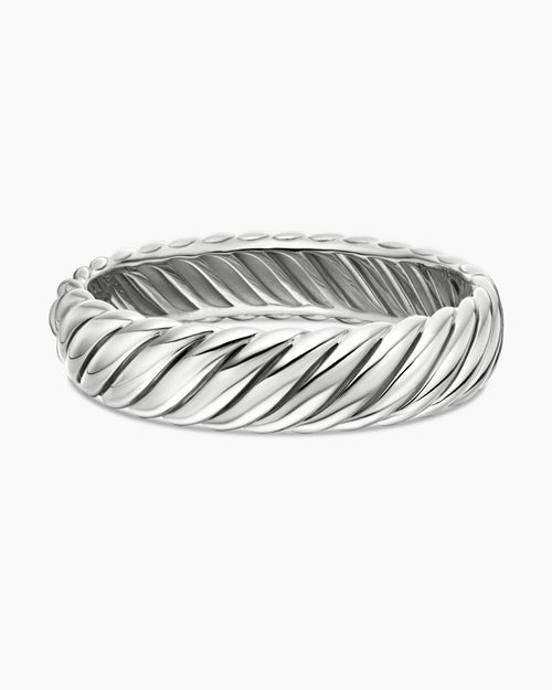 Womens Sculpted Cable Bracelet in Sterling Silver, 17mm