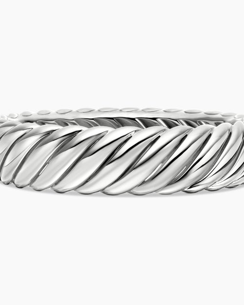 Womens Sculpted Cable Bracelet in Sterling Silver, 17mm