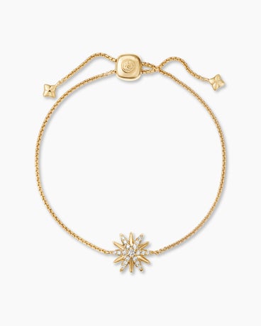 Starburst Station Chain Bracelet in 18K Yellow Gold with Diamonds, 1.3mm