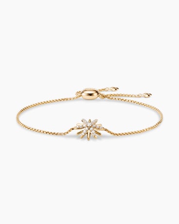 Starburst Station Chain Bracelet in 18K Yellow Gold with Diamonds, 1.3mm