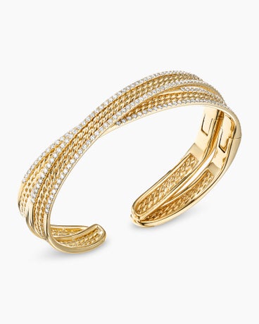 DY Origami Cuff Bracelet in 18K Yellow Gold with Pavé Diamonds