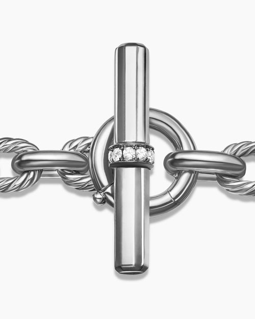 Womens Lexington Chain Bracelet in Sterling Silver with Diamonds, 9.8mm