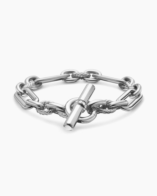 Womens Lexington Chain Bracelet in Sterling Silver with Diamonds, 9.8mm