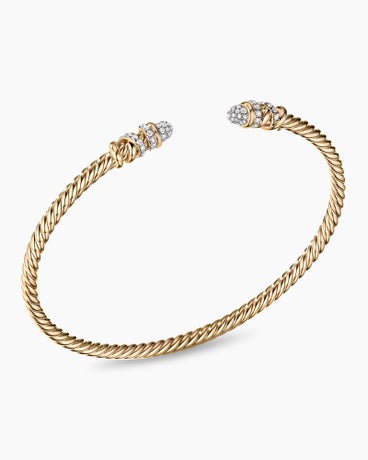 Petite Helena Cablespira® Bracelet in 18K Yellow Gold with Diamonds, 3mm