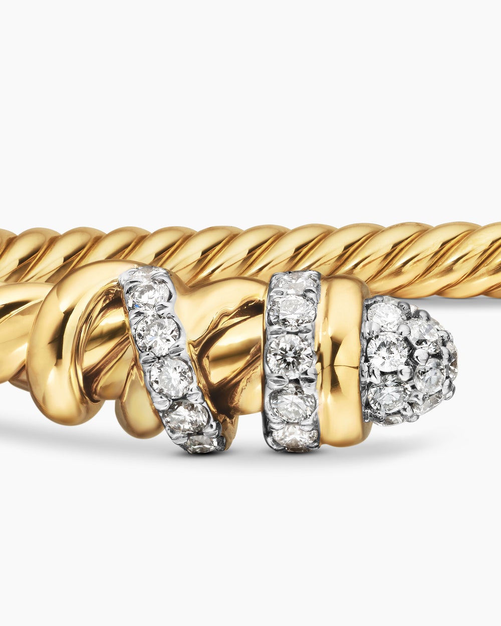 Womens Petite Helena Cablespira Bracelet in 18K Yellow Gold with Diamonds, 3mm