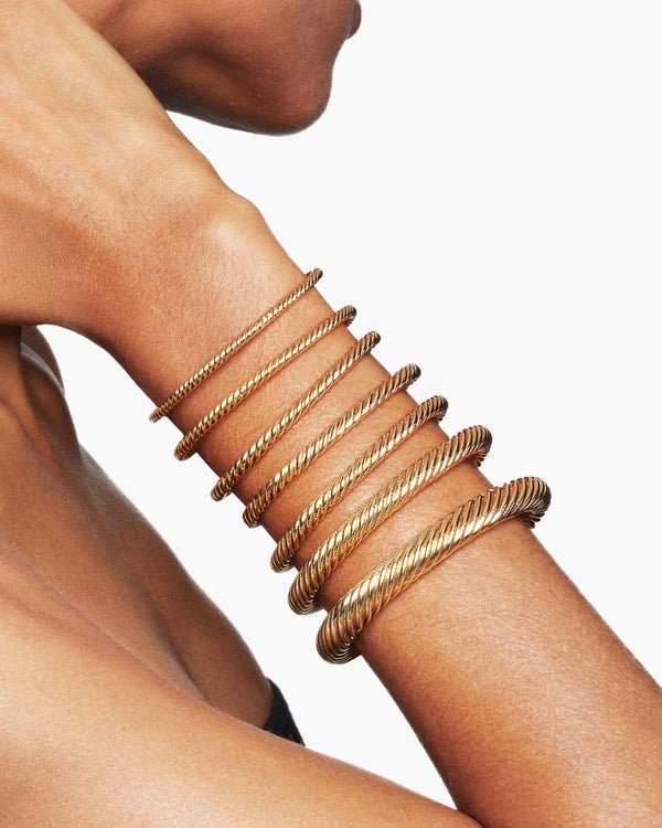 Bracelet Helena Cablespira de petite taille en or jaune 18 carats avec diamants, 3 mm