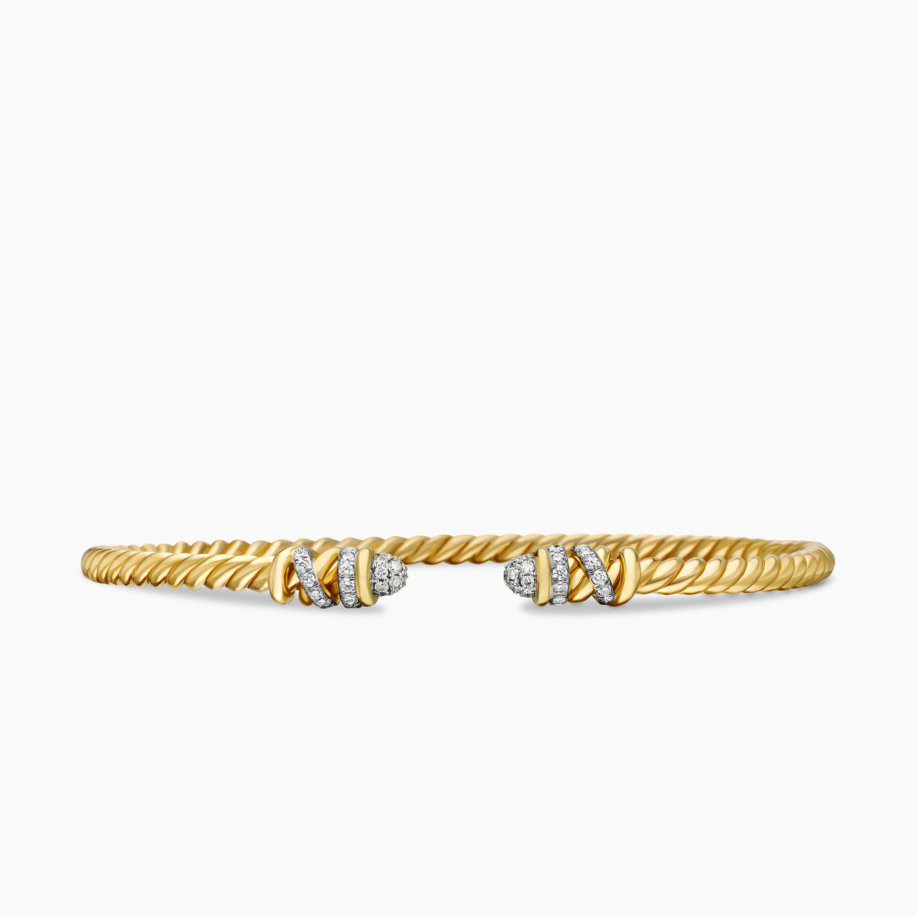 Bracelet Helena Cablespira de petite taille en or jaune 18 carats avec diamants, 3 mm femmes 