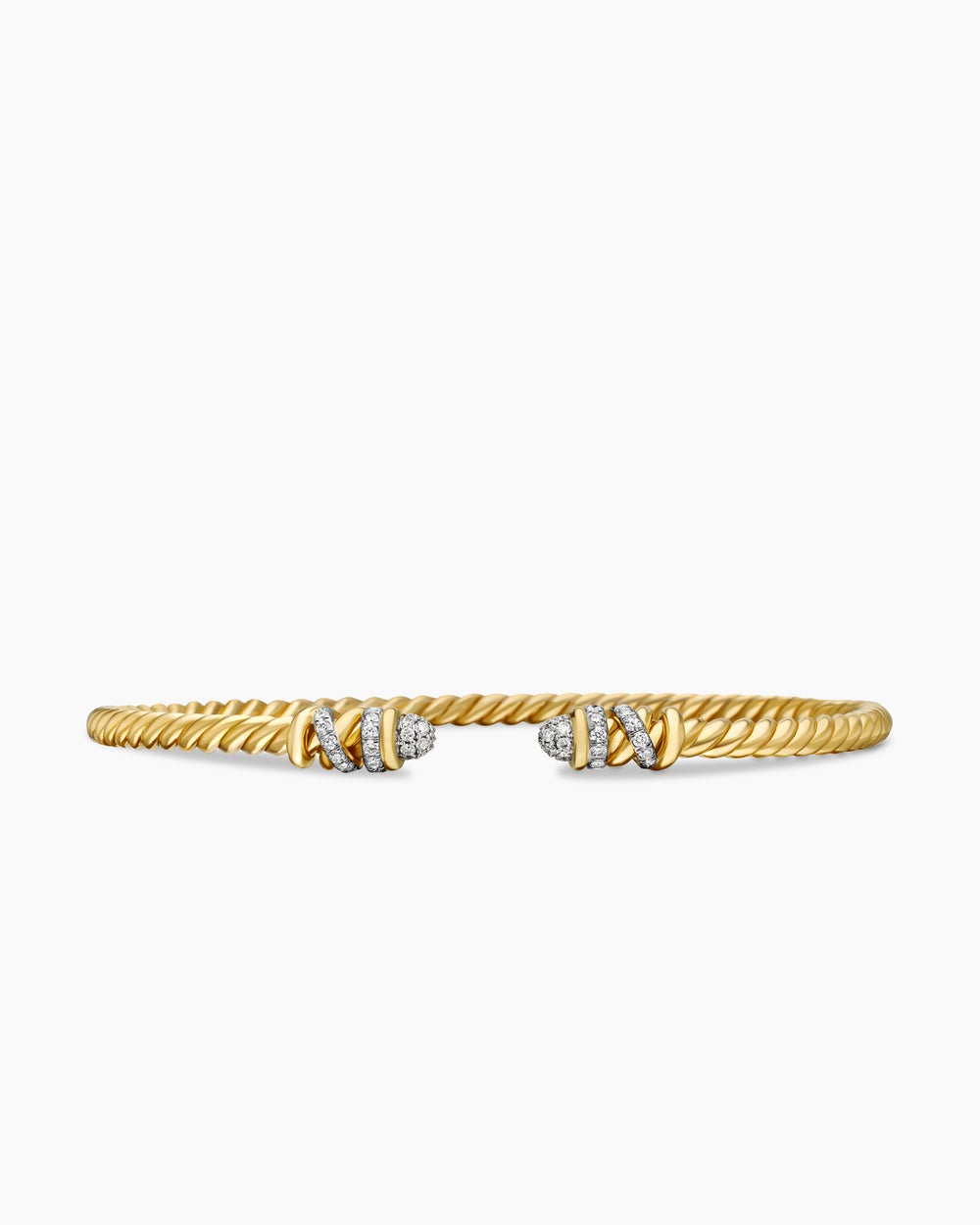 Womens Petite Helena Cablespira Bracelet in 18K Yellow Gold with Diamonds, 3mm