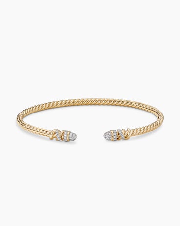 Petite Helena Cablespira® Bracelet in 18K Yellow Gold with Diamonds, 3mm
