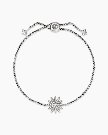 Starburst Station Chain Bracelet in Sterling Silver with Diamonds, 1.5mm