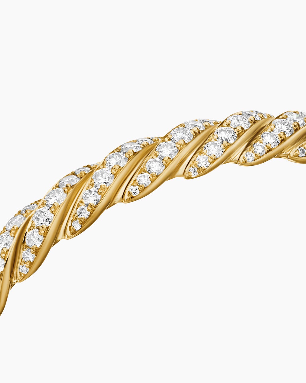Womens Sculpted Cable Flex Bracelet in 18K Yellow Gold with Diamonds, 7.8mm