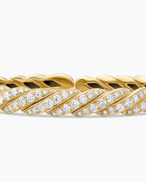Womens Sculpted Cable Flex Bracelet in 18ct Yellow Gold with Diamonds, 7.8mm