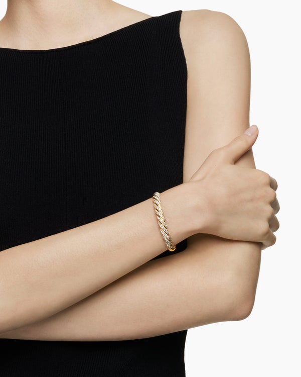 Sculpted Cable Flex Bracelet in 18K Yellow Gold, 7.8mm