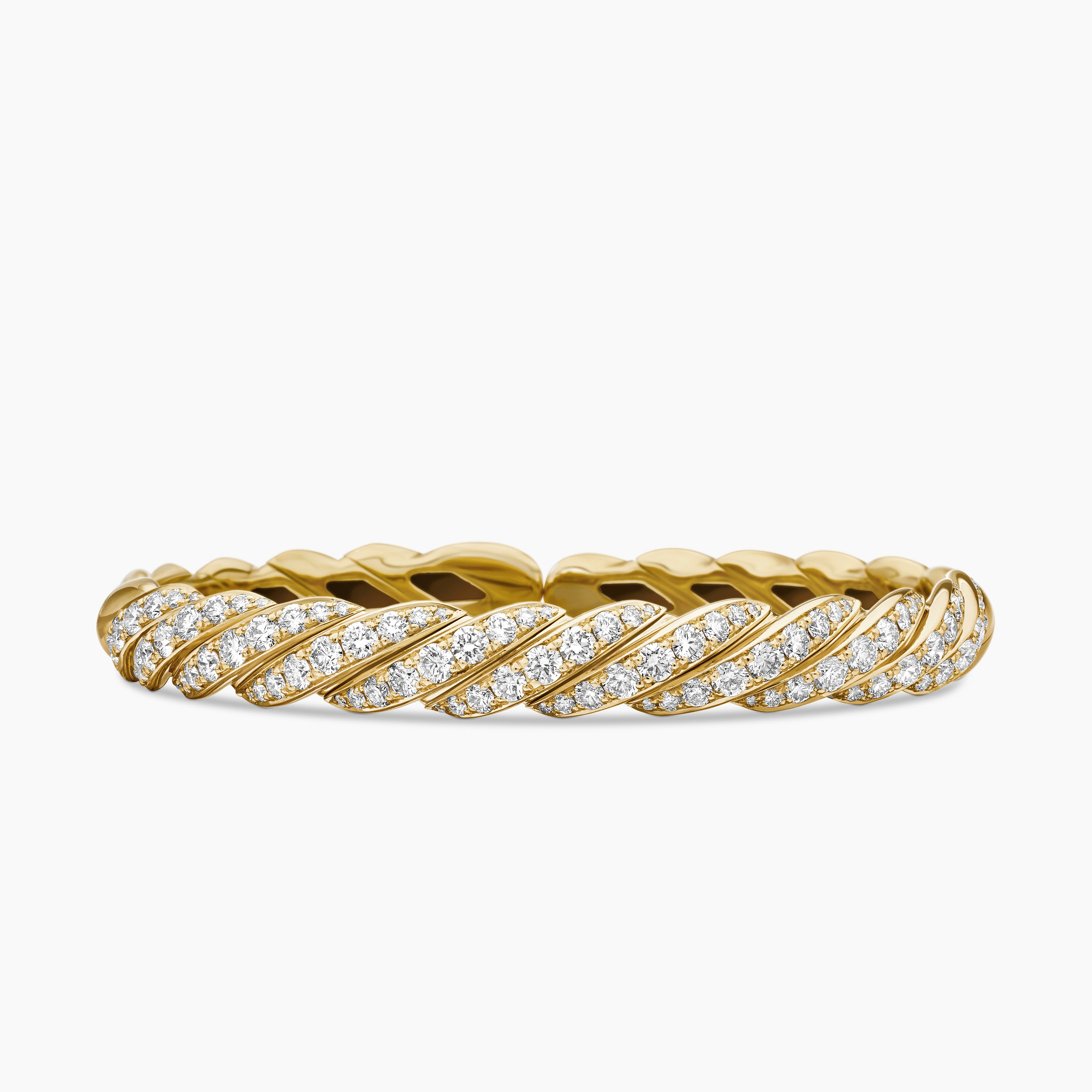 Womens Sculpted Cable Flex Bracelet in 18K Yellow Gold, 7.8mm