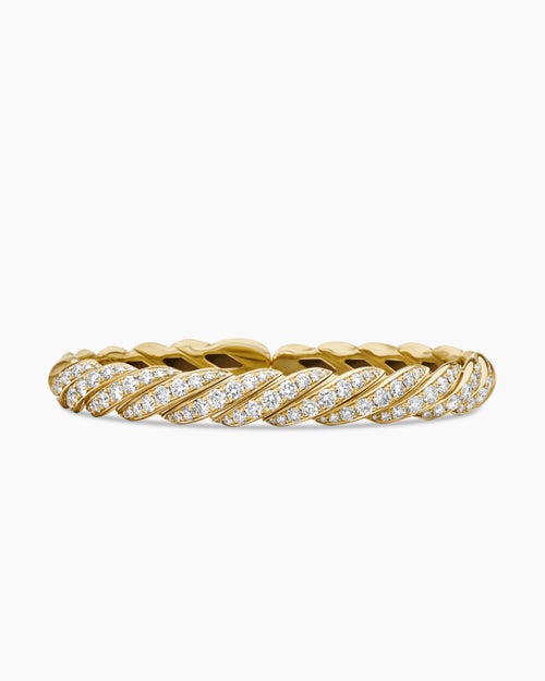 Womens Sculpted Cable Flex Bracelet in 18ct Yellow Gold with Diamonds, 7.8mm