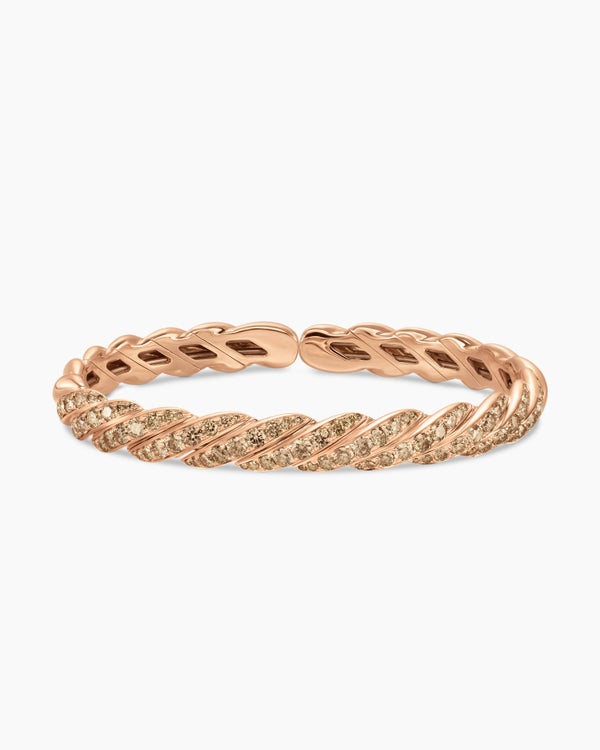 Sculpted Cable Flex Bracelet in 18K Rose Gold with Diamonds, 7.8mm