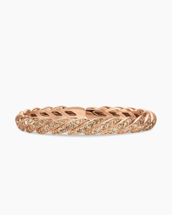 Sculpted Cable Flex Bracelet in 18K Rose Gold with Diamonds, 7.8mm