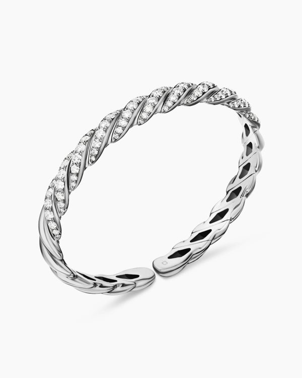 Sculpted Cable Flex Bracelet in 18K White Gold, 7.8mm