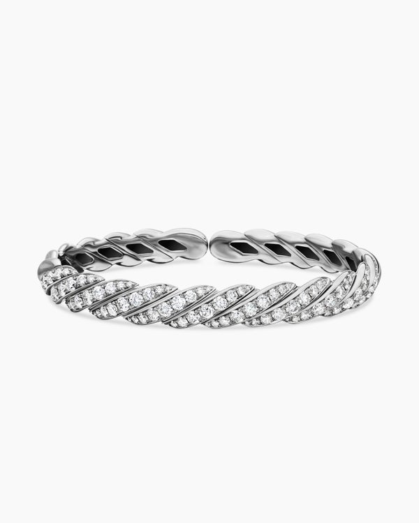 Sculpted Cable Flex Bracelet in 18K White Gold, 7.8mm