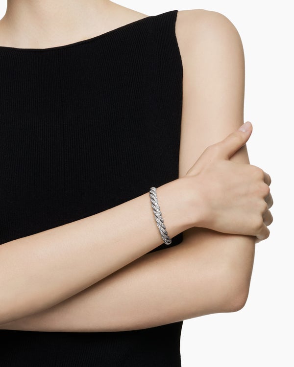 Sculpted Cable Flex Bracelet in 18K White Gold, 7.8mm