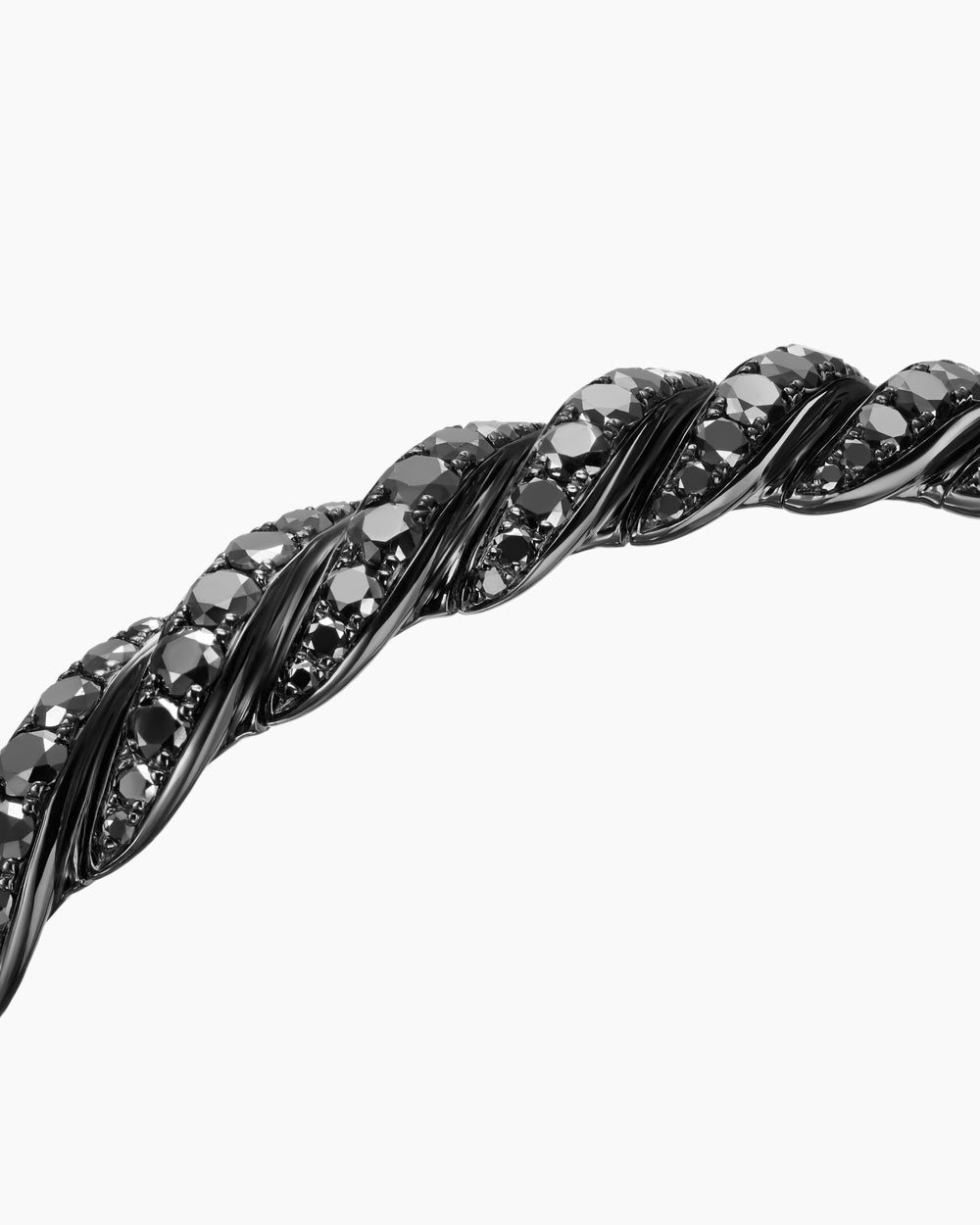 Womens Sculpted Cable Flex Bracelet in 18K White Gold with Black Rhodium and Diamonds, 7.8mm