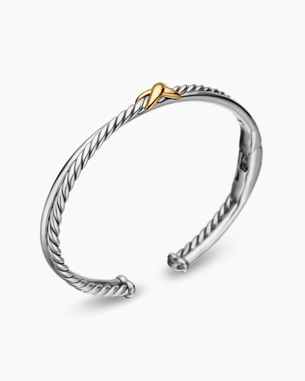 Womens Petite X Center Station Bracelet in Sterling Silver with 18K Yellow Gold, 5.2mm