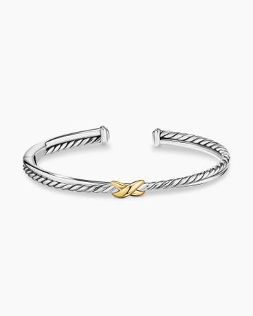 Petite X Centre Station Bracelet in Sterling Silver with 18K Yellow Gold, 5.2mm