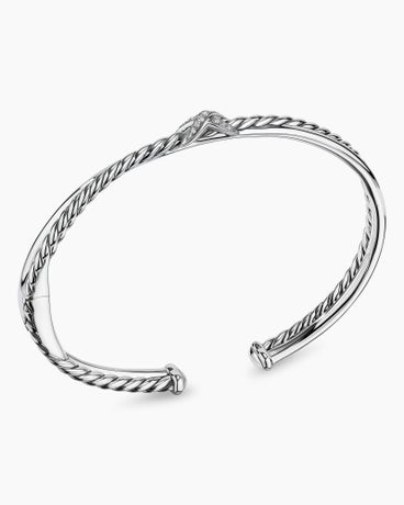 Petite X Center Station Bracelet in Sterling Silver with Diamonds, 5.2mm
