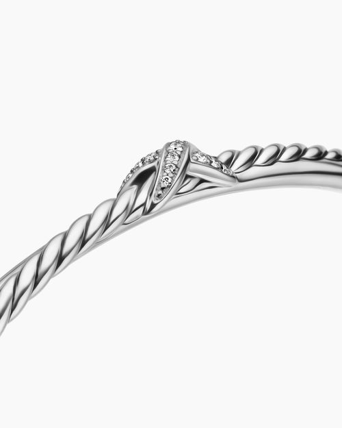 Womens Petite X Center Station Bracelet in Sterling Silver with Diamonds, 5.2mm