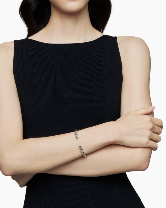 Cable Edge Cuff Bracelet in Sterling Silver, 5.5mm