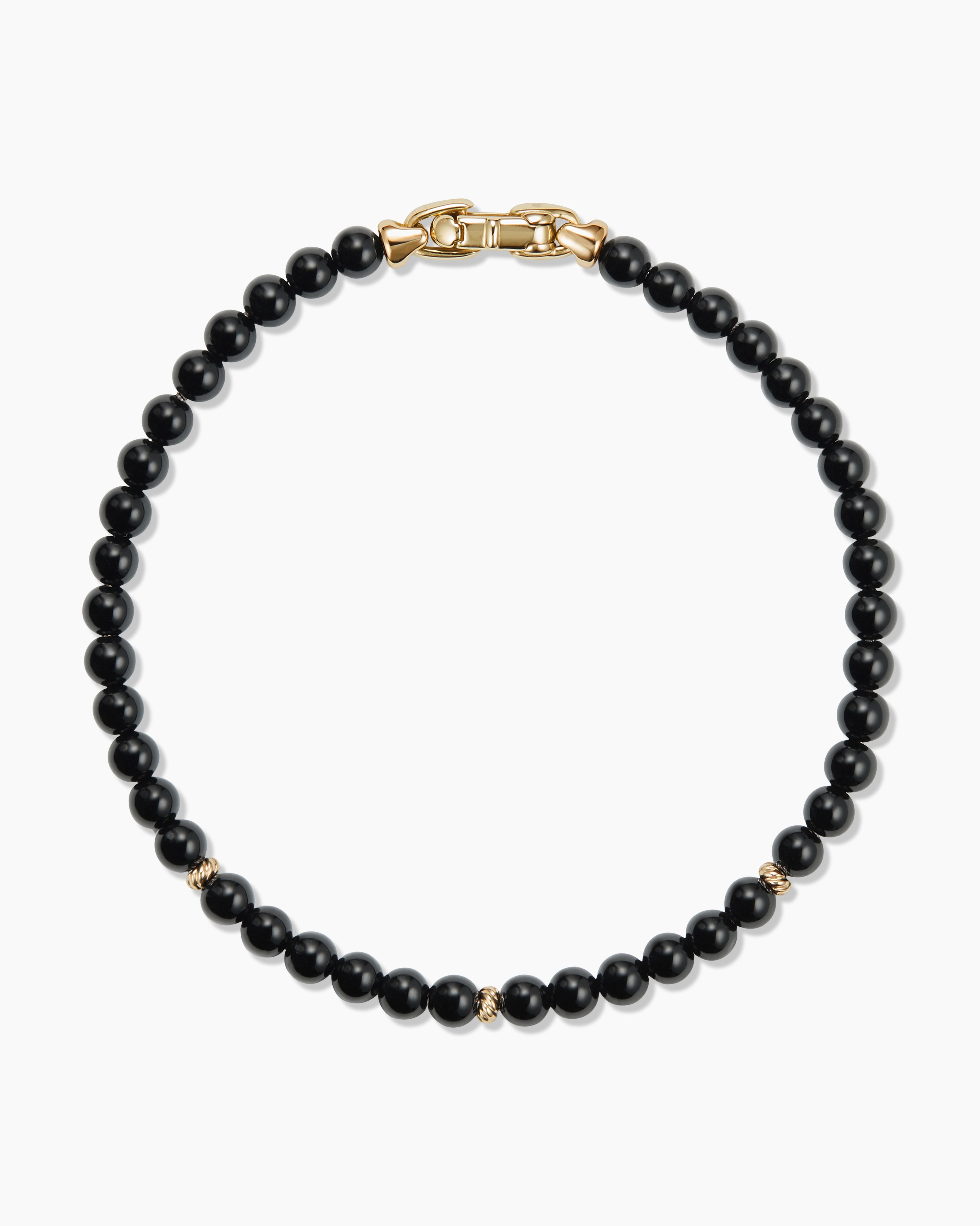 David Yurman Spiritual Beads Bracelet with Black Onyx and 14K Yellow Gold - Medium