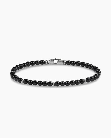 Bijoux Spiritual Beads Bracelet with Black Onyx and Sterling Silver, 4mm